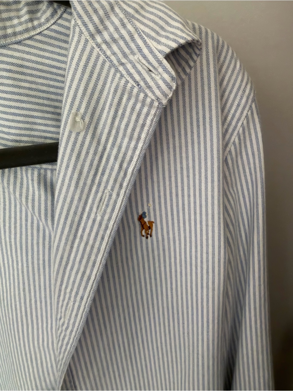 Ralph Lauren Light Blue and White Skinny Fit Button-Down Shirt - Picture 3 of 4
